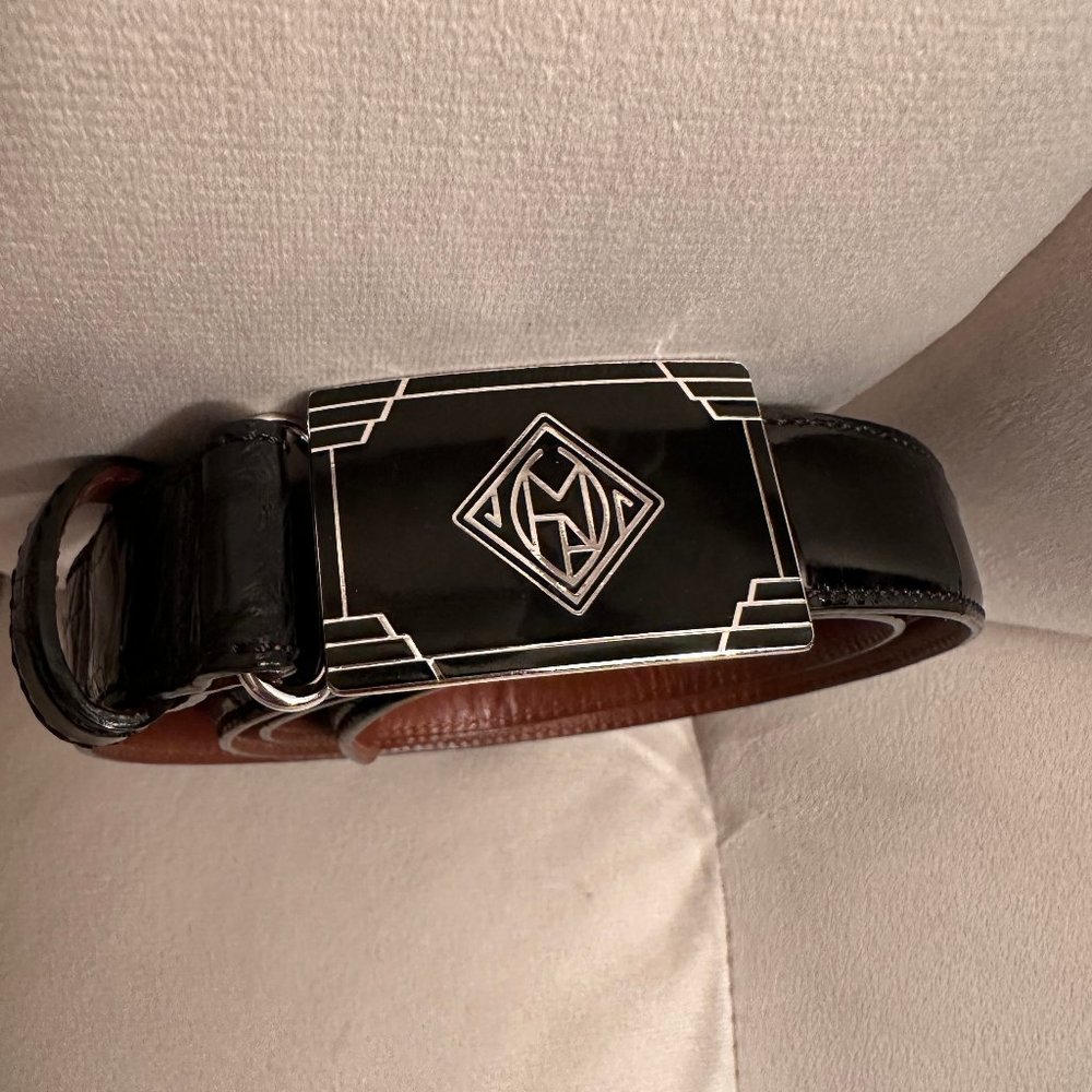 Vintage Black Polo Ralph Lauren Men's Alligator belt